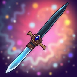 A playful cartoon-style illustration of a dagger featuring a slender blade made of obsidian