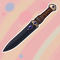 A whimsical cartoon-style illustration of a dagger featuring a slender blade made of obsidian