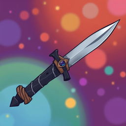 A whimsical cartoon-style illustration of a dagger featuring a slender blade made of obsidian