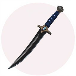 A charming cartoon-style illustration of the Whispering Step dagger, showcasing an elegant and slender design