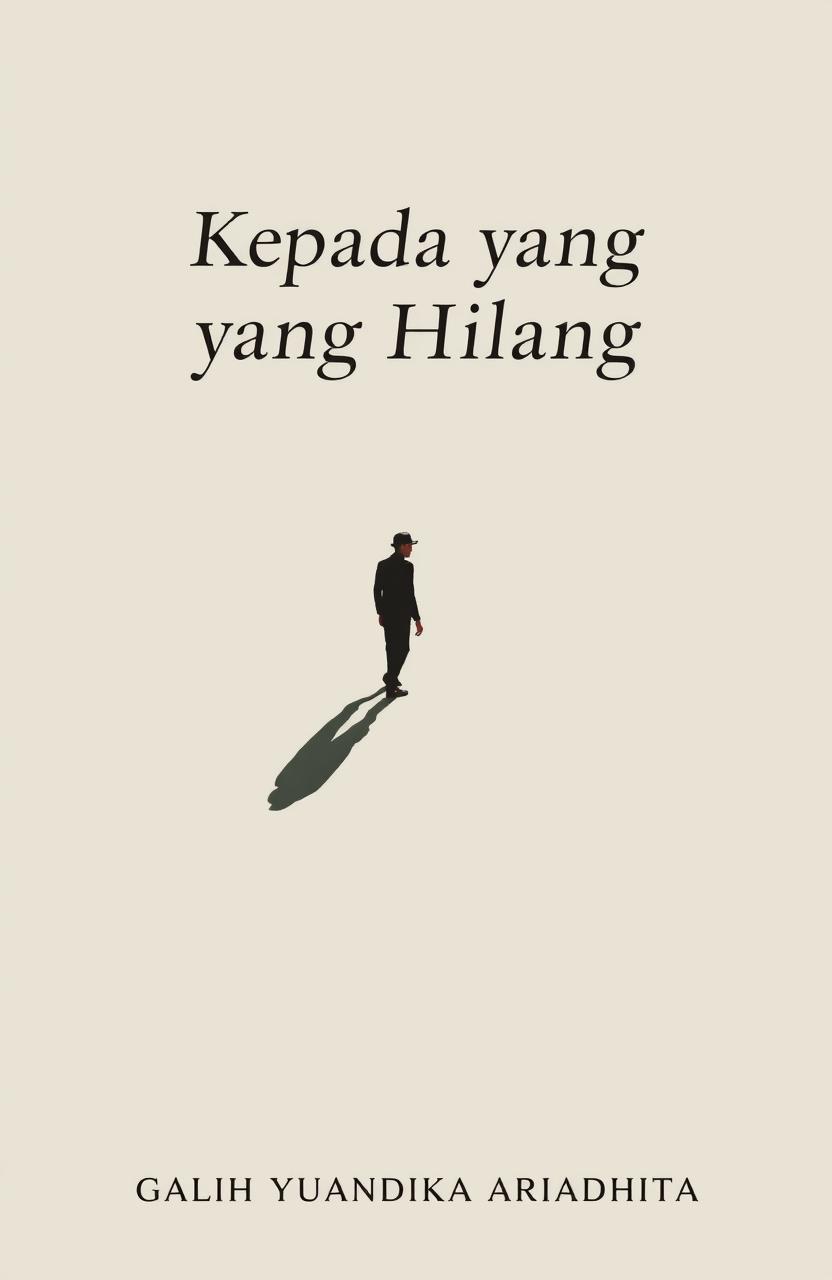 A novel cover design for a book titled 'Kepada yang Hilang', featuring a classic and minimalist style