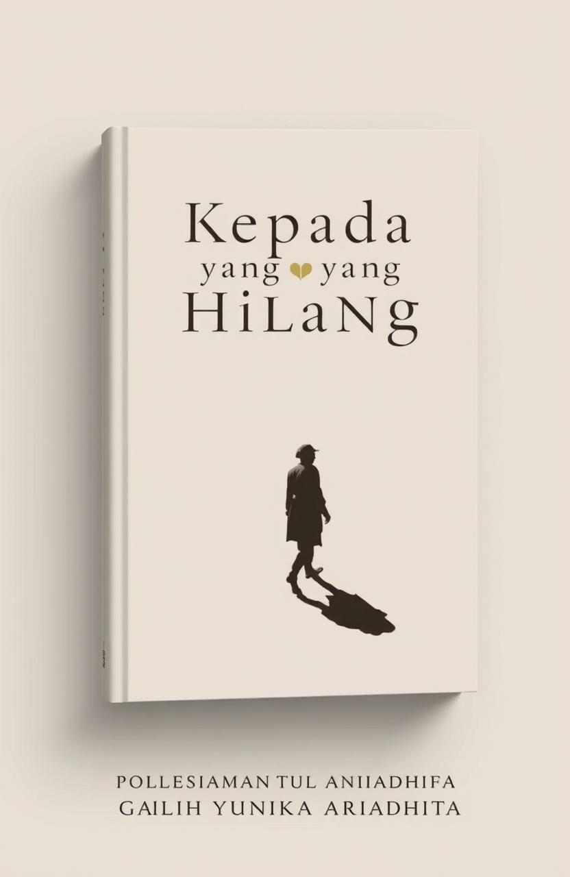 A novel cover design for a book titled 'Kepada yang Hilang', featuring a classic and minimalist style