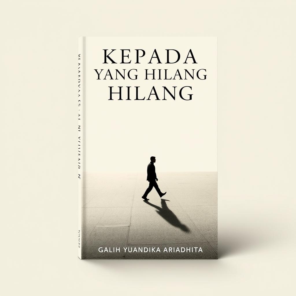 A novel cover design for a book titled 'KEPADA YANG HILANG', featuring a classic and minimalist style