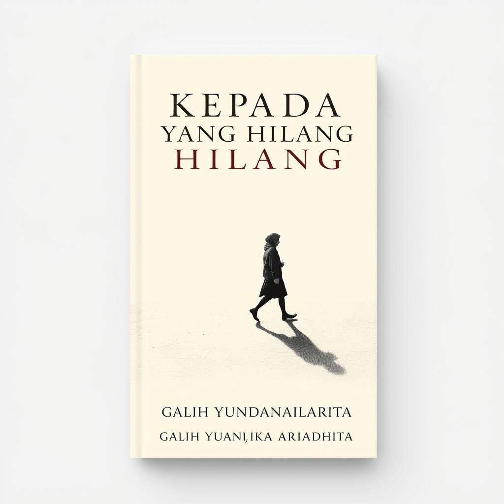 A novel cover design for a book titled 'KEPADA YANG HILANG', featuring a classic and minimalist style