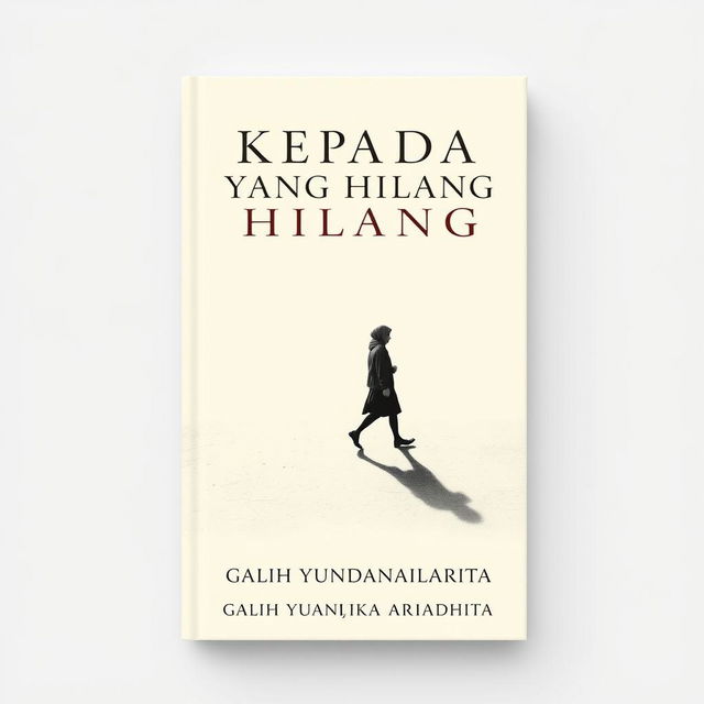 A novel cover design for a book titled 'KEPADA YANG HILANG', featuring a classic and minimalist style