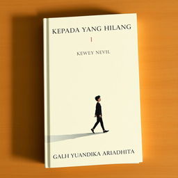 A classic and minimalist novel cover for 'KEPADA YANG HILANG', featuring an illustration of a person walking with a prominent shadow beside them