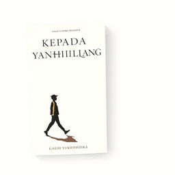 A classic and minimalist novel cover for 'KEPADA YANG HILANG', featuring an illustration of a person walking with a prominent shadow beside them