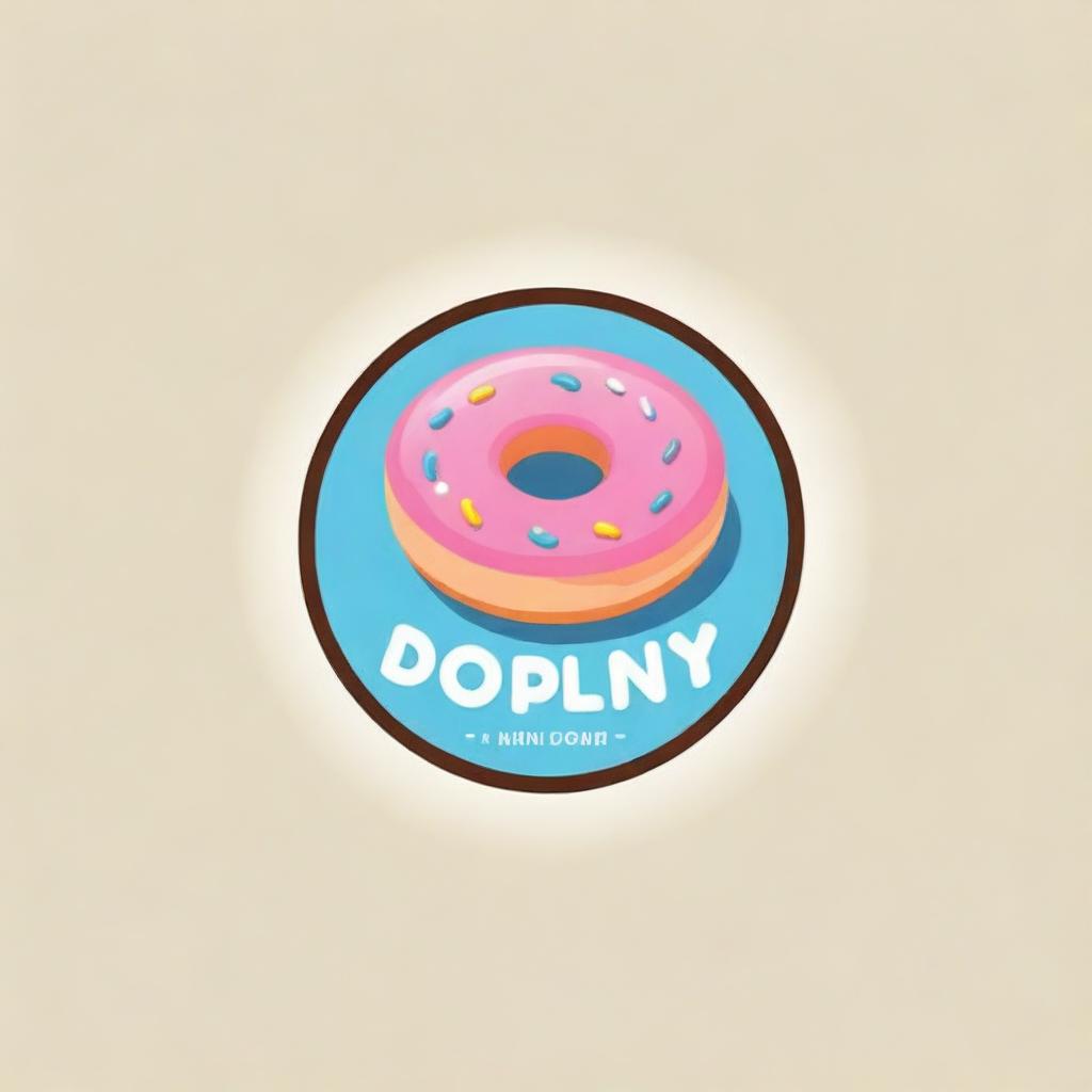 Create a playful and enticing logo for a mini donut shop, featuring freshly made donuts with vibrant colors and a whimsical font.