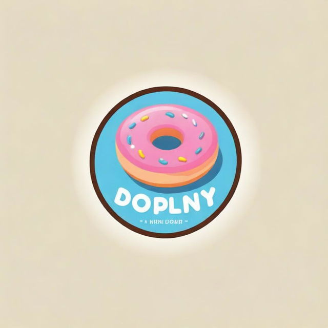 Create a playful and enticing logo for a mini donut shop, featuring freshly made donuts with vibrant colors and a whimsical font.