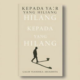 A minimalist and classic novel cover for 'KEPADA YANG HILANG', featuring a silhouette of a person walking with their shadow prominently displayed