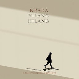 A minimalist novel cover for 'KEPADA YANG HILANG', featuring a silhouette of a person walking with their shadow next to them