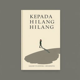 A novel cover design for 'KEPADA YANG HILANG', featuring a minimalist illustration of a person walking with their shadow