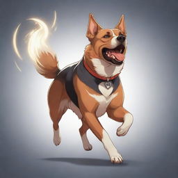 Animated drawing of a powerful dog showcasing its dynamic abilities, with magical effects popping in a cartoon style