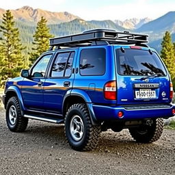 A 2001 Nissan Pathfinder depicted in a vibrant blue color, showcasing its OEM (Original Equipment Manufacturer) features