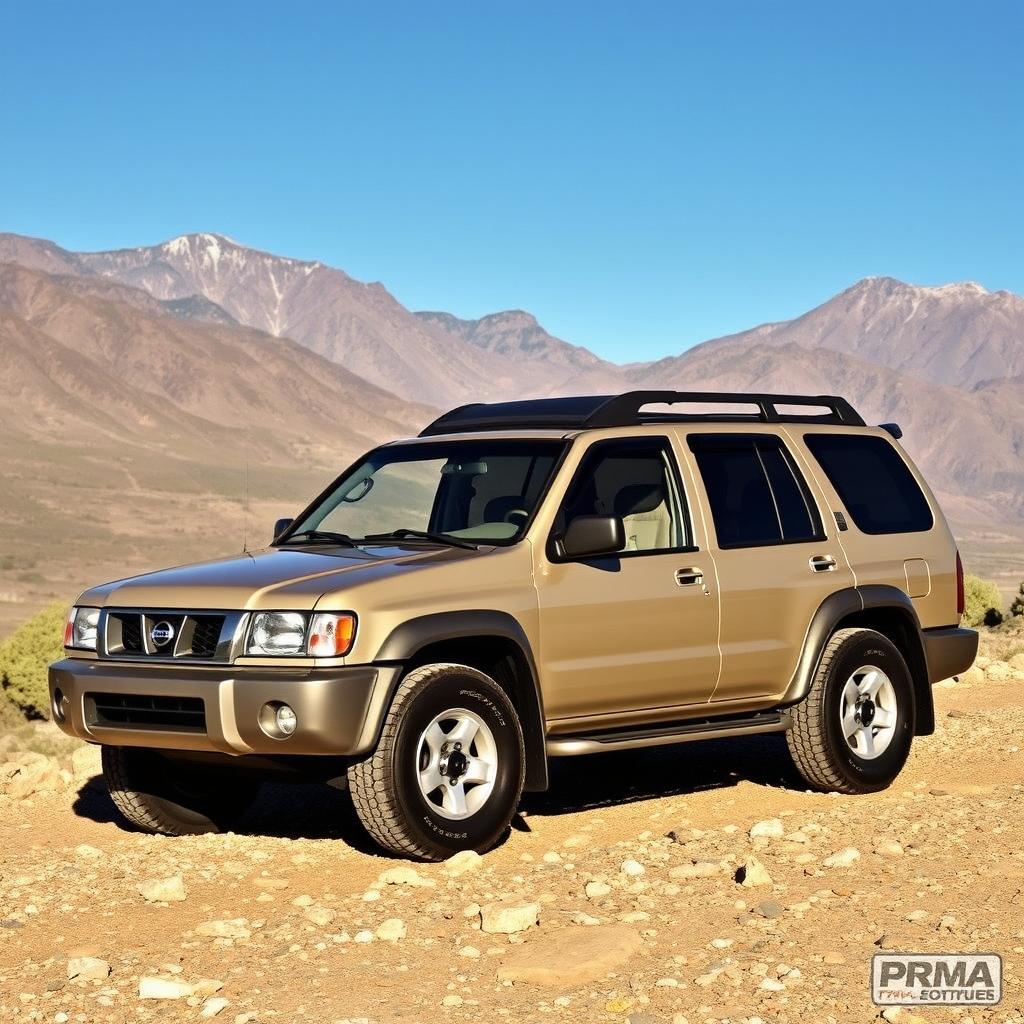 A 2001 Nissan Pathfinder in a beautiful champagne color, perfectly showcasing its OEM features