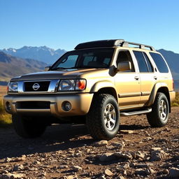 A 2001 Nissan Pathfinder in a beautiful champagne color, perfectly showcasing its OEM features