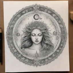 Create an esoteric and captivating drawing that represents the intangible essence of dreams to be claimed, filled with symbols of aspiration, achieving and desire.