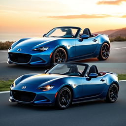 A custom-designed Mazda 2 transformed into a Mazda Miata, showcasing the sporty and sleek characteristics of the Miata