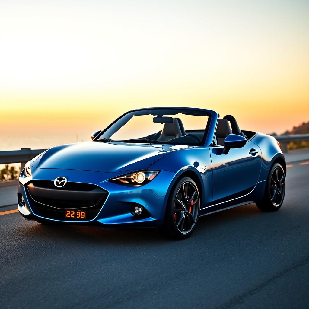 A custom-designed Mazda 2 transformed into a Mazda Miata, showcasing the sporty and sleek characteristics of the Miata