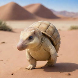 An engaging image of Sandshrew, an armadillo-inspired Pokemon, navigating through a desert environment with its unique abilities