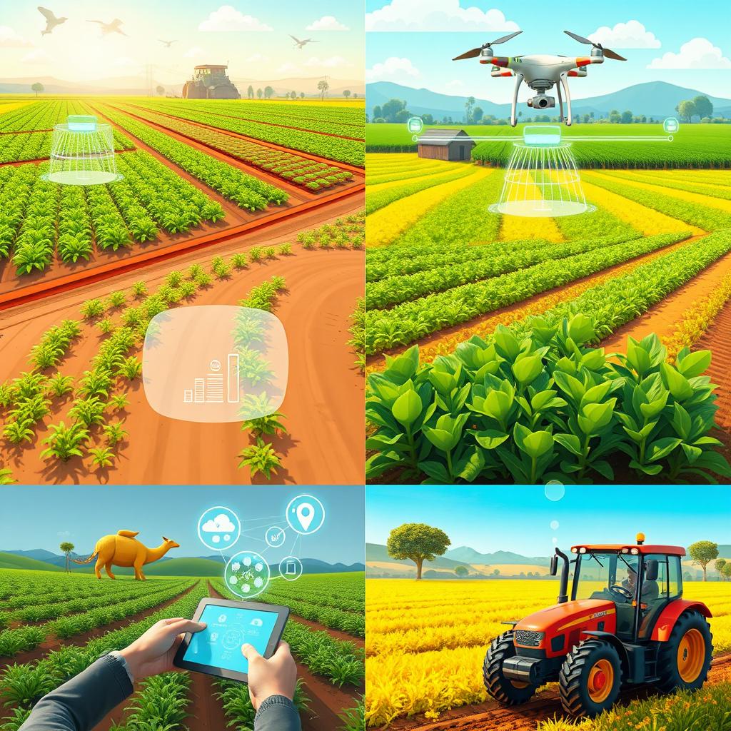 A series of animated gif images depicting the Internet of Things (IoT) in the agriculture sector