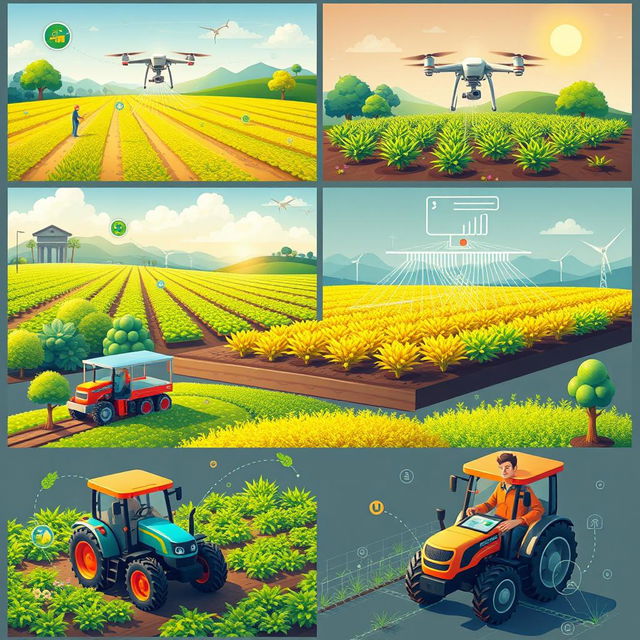 A series of animated gif images depicting the Internet of Things (IoT) in the agriculture sector