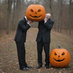 Change the headless man's held head to something other than a skull. Perhaps an antique, ornate pumpkin.