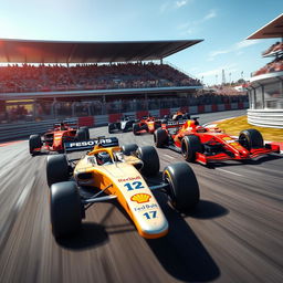 A high-speed Formula 1 racing scene capturing the excitement of a Grand Prix