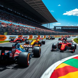 A high-speed Formula 1 racing scene capturing the excitement of a Grand Prix