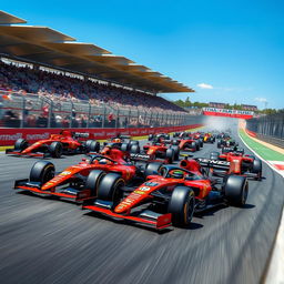 A high-speed Formula 1 racing scene capturing the excitement of a Grand Prix