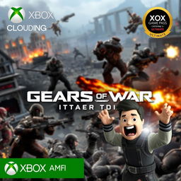 An action-packed scene featuring iconic characters from Gears of War Ultimate Edition, engaged in intense combat