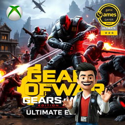 An action-packed scene featuring iconic characters from Gears of War Ultimate Edition, engaged in intense combat