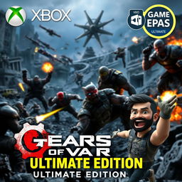 An action-packed scene featuring iconic characters from Gears of War Ultimate Edition, engaged in intense combat