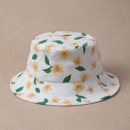 Modify the second image of a bucket hat design by adding a tasteful amount of iconic Balinese Jasmine flowers