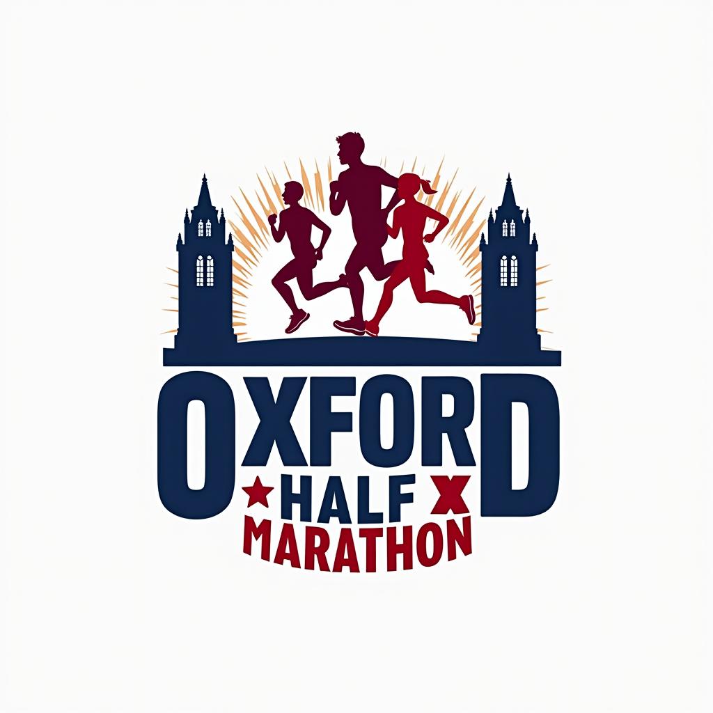 A dynamic and energetic logo design for the 'Oxford Half Marathon'