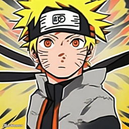 Generate a high-quality profile picture inspired by Naruto Uzumaki from the anime series Naruto. The character should be vibrant and energetic.