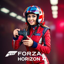 A vibrant and captivating thumbnail featuring an avatar of an incredibly attractive and super excited female character dressed as a sexy English racing pilot