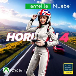 A striking and eye-catching thumbnail for the video titled 'Jugando en la Nube: Forza Horizon 4 | Gameplay | Xbox Cloud Gaming 🎮🔥👾| Game Pass Ultimate'