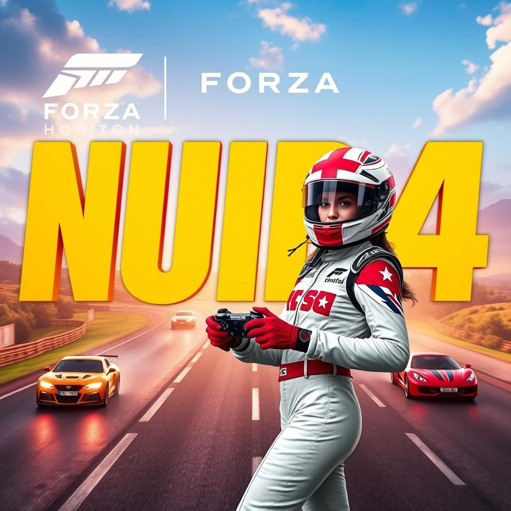 A striking and eye-catching thumbnail for the video titled 'Jugando en la Nube: Forza Horizon 4 | Gameplay | Xbox Cloud Gaming 🎮🔥👾| Game Pass Ultimate'