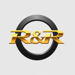 A sleek and modern logo design for the automobile industry, featuring the letters 'R&R' prominently displayed in a luxurious gold color