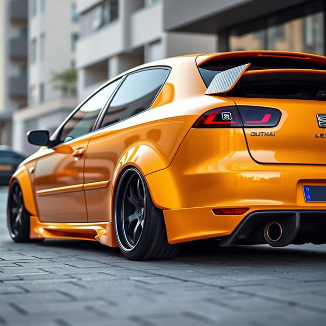 A 2002 Seat Leon, styled with a widebody kit and aggressive stance featuring noticeable camber on the wheels