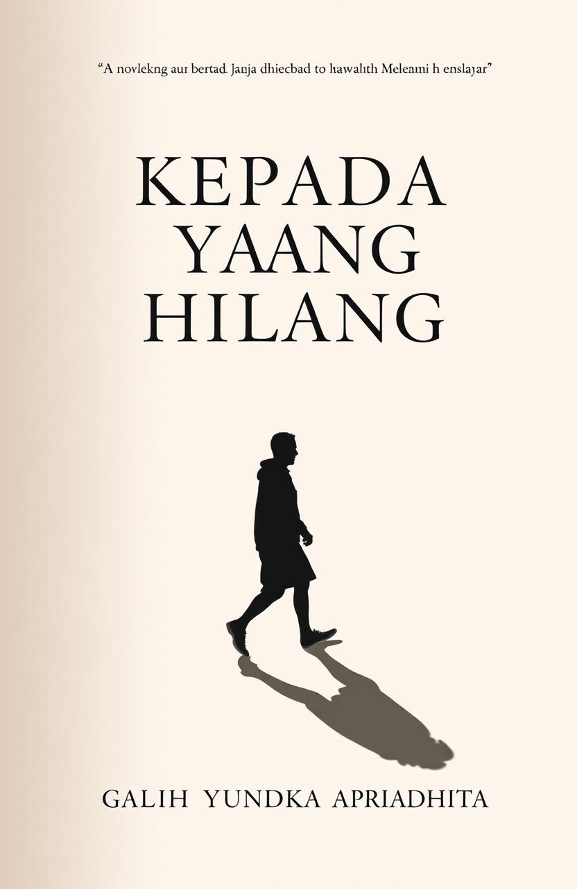 A novel cover for 'KEPADA YANG HILANG', featuring a classic and minimalist design