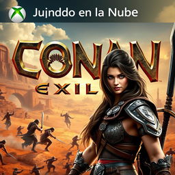 A vibrant and high-quality thumbnail for the video titled 'Jugando en la Nube: Conan Exiles | Gameplay | Xbox Cloud Gaming 🎮🔥👾| Game Pass Ultimate'