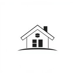 A striking black and white logo prominently featuring a house at the center