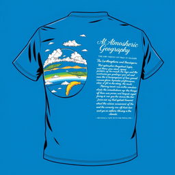 A t-shirt design featuring a vibrant blue color scheme that represents atmospheric geography