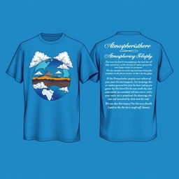 A t-shirt design featuring a vibrant blue color scheme that represents atmospheric geography