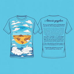 A t-shirt design featuring a vibrant blue color scheme that represents atmospheric geography