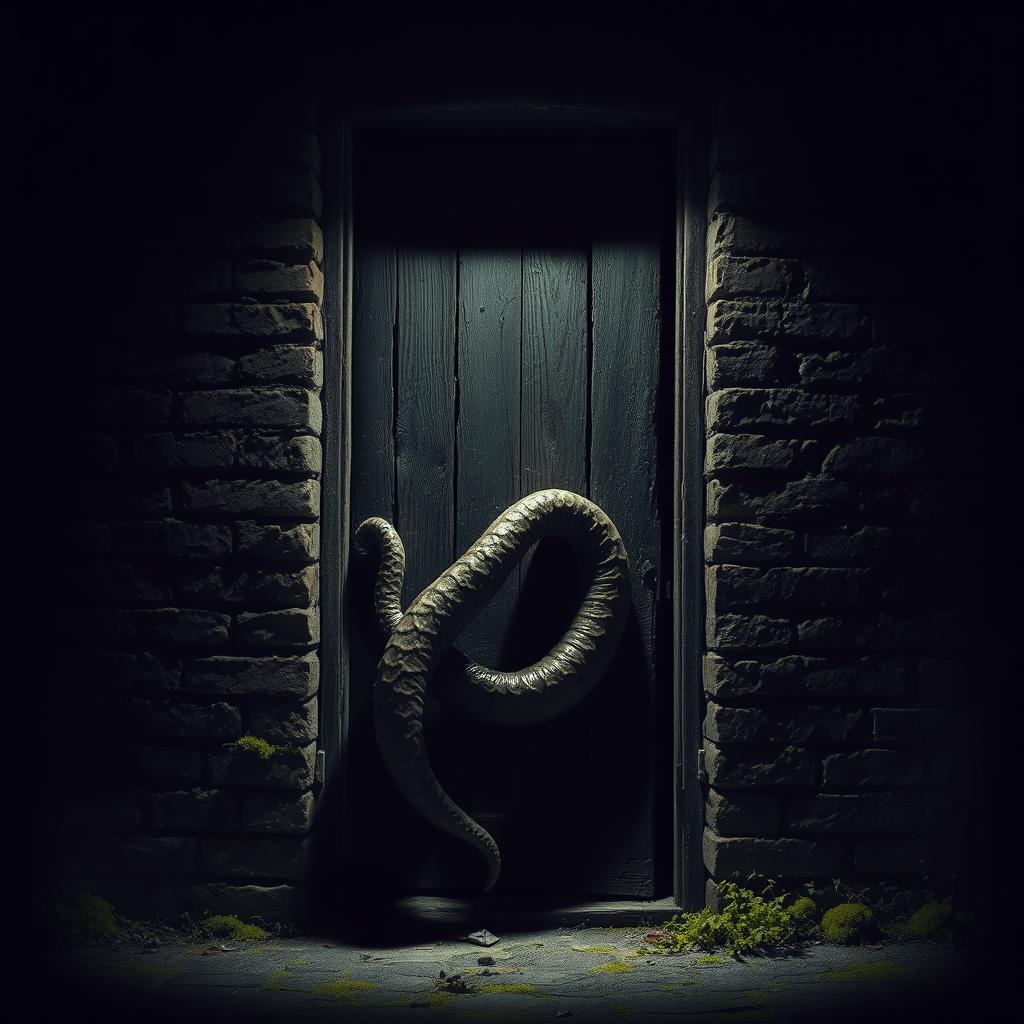 A suspenseful image of a door in a solid brick wall, slightly ajar, creating an atmosphere of intrigue and horror