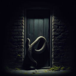 A suspenseful image of a door in a solid brick wall, slightly ajar, creating an atmosphere of intrigue and horror