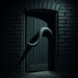 A suspenseful image of a door in a solid brick wall, slightly ajar, creating an atmosphere of intrigue and horror